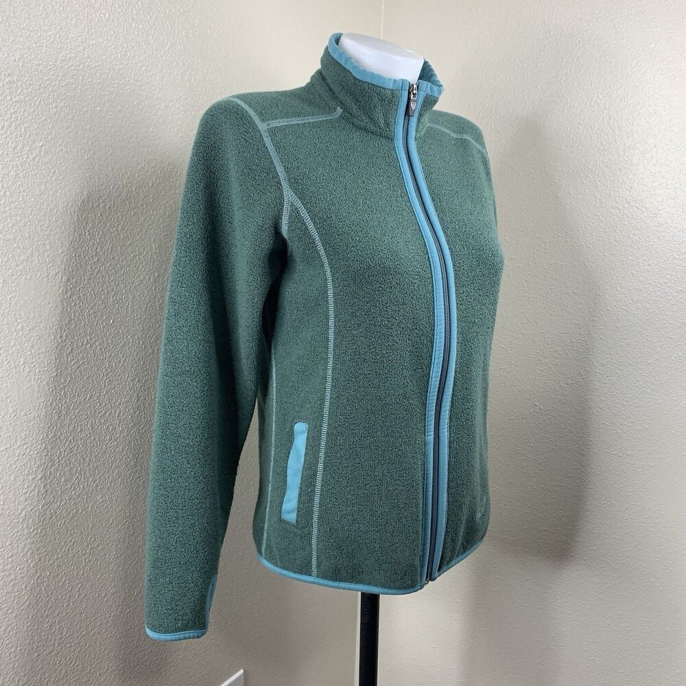 Kuhl Alfpaca Fleece Full Zip Blue Green Jacket Sweater Women’s Sz S